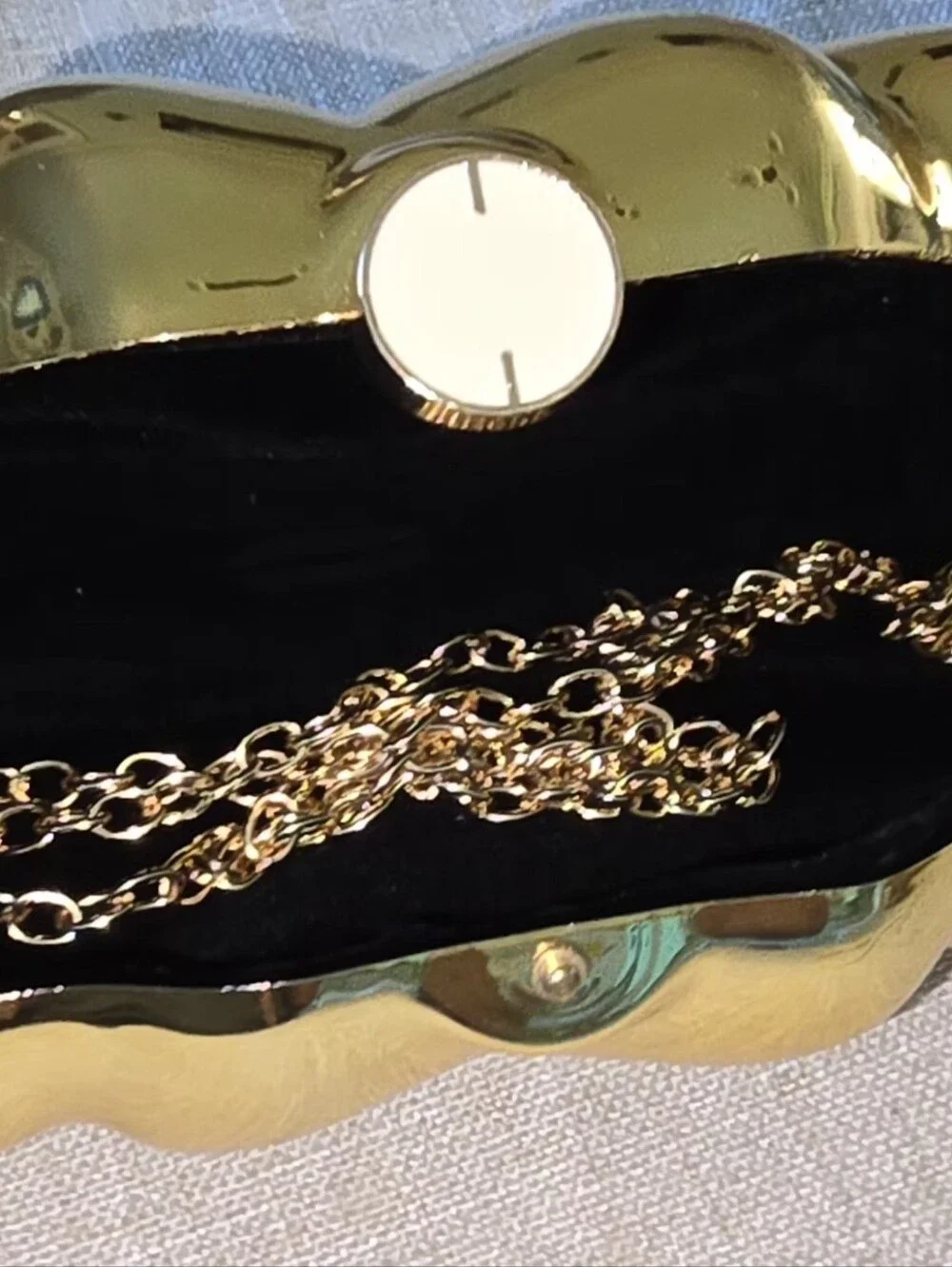 Fashion Acrylic Gold Scrunch Handbag Reflective Metallic Shoulder Purse